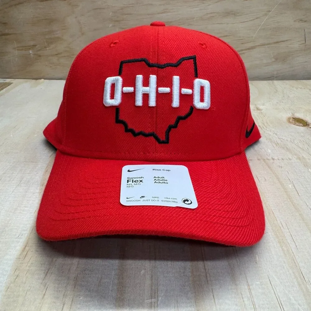 NEW Ohio State Buckeyes Nike Local O-H-I-O Swoosh Flex Hat Fitted Scarlet M/L